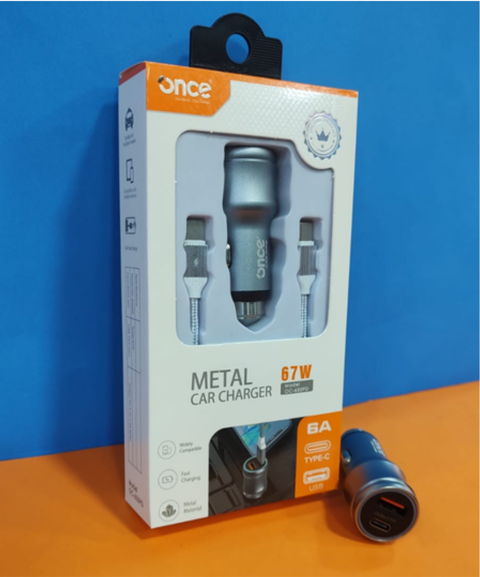 CARGADOR AUTO USB+PD ONCE 75W
